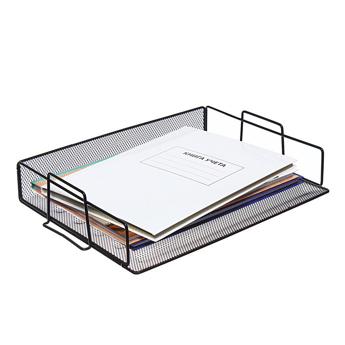 lotok-gorizontalnyj-dlja-bumag-calligrata-setka-metallicheskij-chjornyj-9930879-1 Лоток горизонтальный для бумаг, Calligrata, сетка, металлический, чёрный — изображение 2