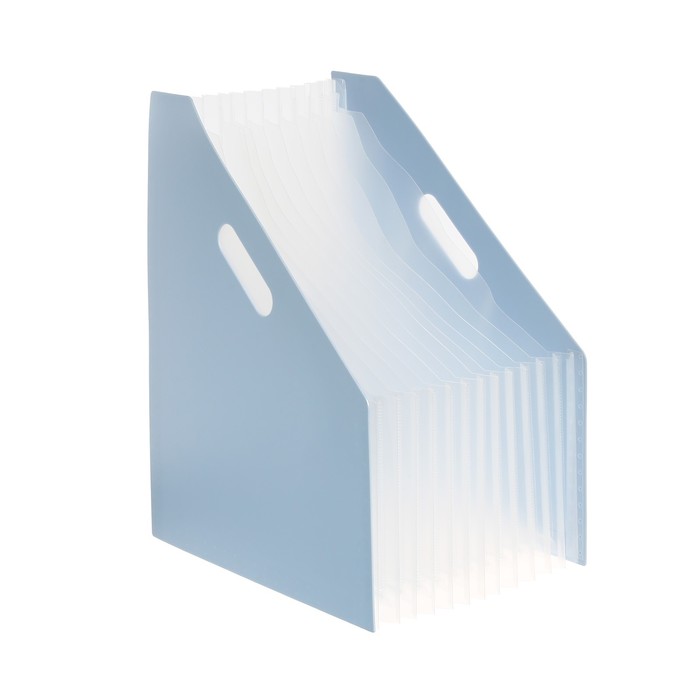 lotok-vertikalnyj-dlja-bumag-a4-plastik-12-otdelenij-pastel-sinij-9668821-1 Лоток вертикальный для бумаг А4, пластик, 12 отделений, пастель синий — изображение 2