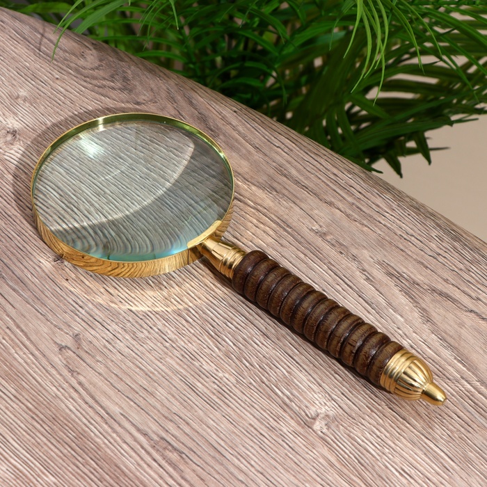 lupa-suvenirnaja-ampquotrelefampquot-derevo-latun-245-sm-9922319-3 Лупа сувенирная "Рельеф" дерево, латунь 24,5 см — изображение 4