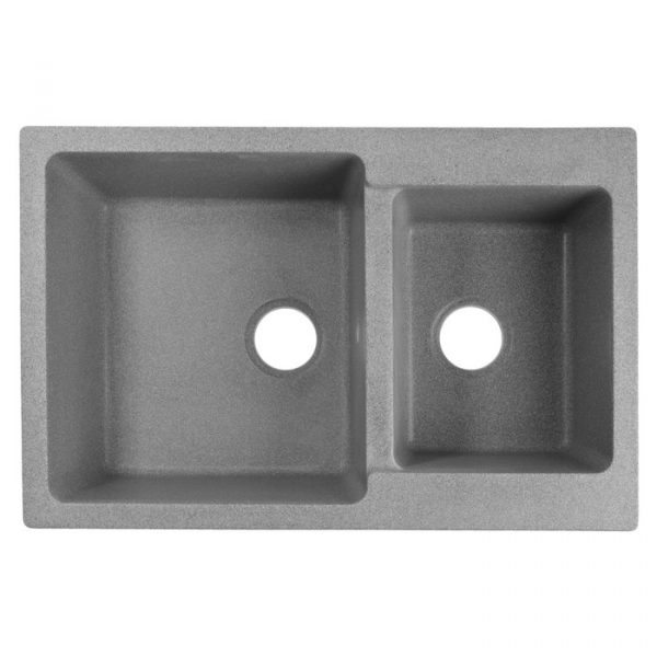 Мойка для кухни из камня ZEIN 191/Q8, 765x500 мм, прямоугольная, перелив, цвет серый — изображение 4