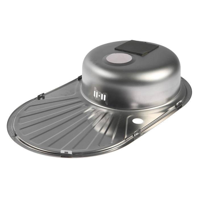 mojka-kuhonnaja-ampquotvladiksampquot-vreznaja-s-sifonom-45x74-sm-pravaja-nerzh.-stal-0.6-mm-dekor-6927578-2 Мойка кухонная "Владикс", врезная, с сифоном, 45x74 см, правая, нерж. сталь 0.6 мм, декор — изображение 3