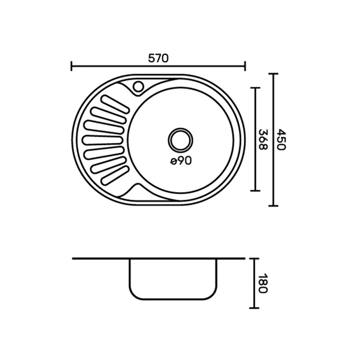 mojka-kuhonnaja-ampquotvladiksampquot-vreznaja-s-sifonom-57h45-sm-pravaja-nerzhavejushhaja-stal-0.6-mm-3890643-5 Мойка кухонная "Владикс", врезная, с сифоном, 57х45 см, правая, нержавеющая сталь 0.6 мм — изображение 6