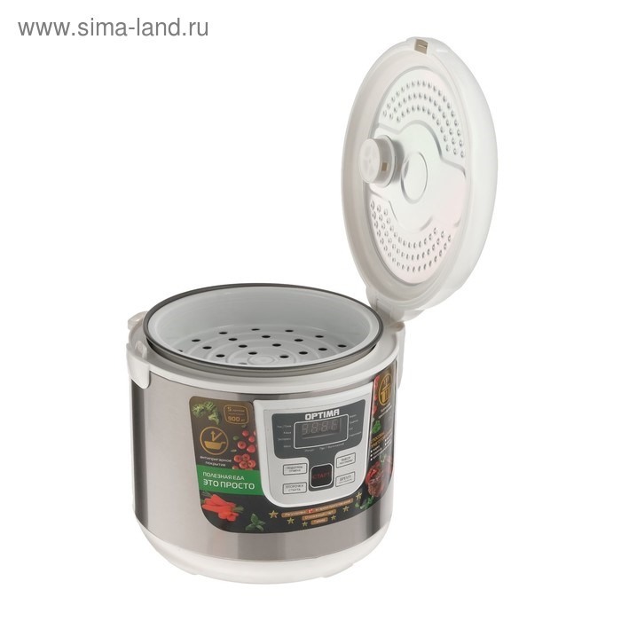 multivarka-optima-mc-5101-900-vt-5-l-11-programm-serebristajabelaja-5044151-2 Мультиварка OPTIMA MC-5101, 900 Вт, 5 л, 11 программ, серебристая/белая — изображение 3