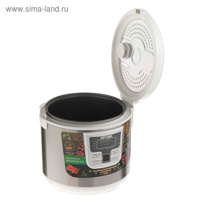 multivarka-optima-mc-5101-900-vt-5-l-11-programm-serebristajabelaja-5044151-3 Мультиварка OPTIMA MC-5101, 900 Вт, 5 л, 11 программ, серебристая/белая — изображение 4