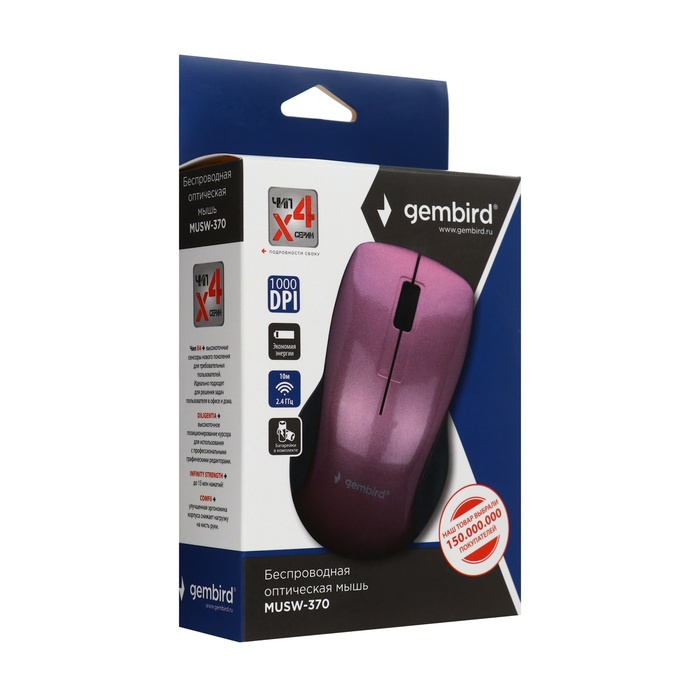 mysh-gembird-musw-370-besprovodnaja-opticheskaja-1000-dpi-usb-rozovaja-10540181-5 Мышь Gembird MUSW-370, беспроводная, оптическая, 1000 dpi, USB, розовая — изображение 6