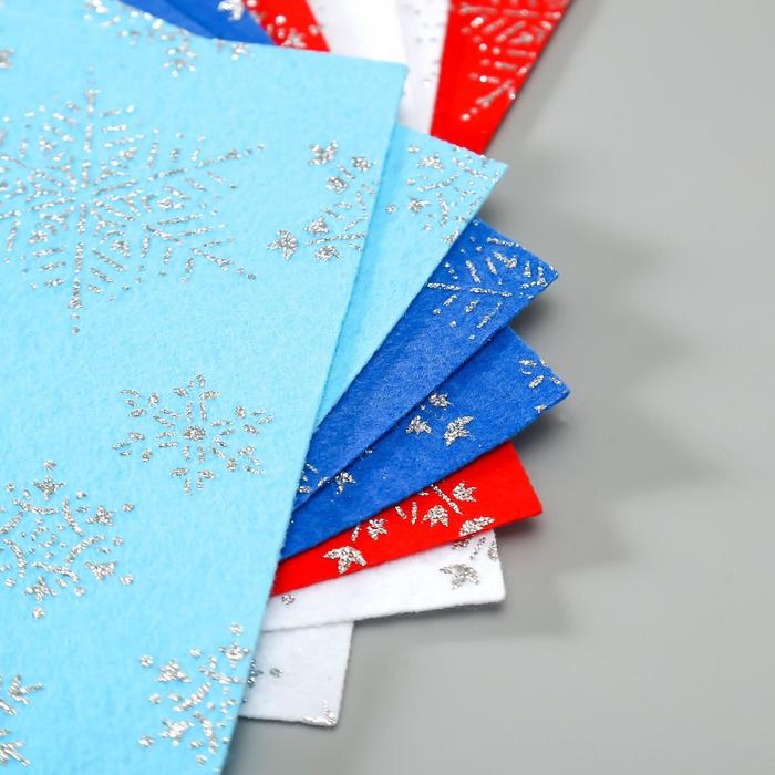 nabor-dekorativnogo-fetra-s-glitterom-ampquotsnezhinkiampquot-8-listov-20h30-sm-14-mm-5373075-2 Набор декоративного фетра с глиттером "Снежинки" (8 листов), 20х30 см, 1,4 мм — изображение 3