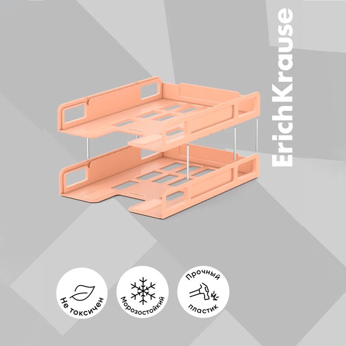nabor-lotkov-gorizontalnyh-transformerov-dlja-bumag-erichkrause-techno-pastel-bloom-2-shtuki-persikovyj-10387002-1 Набор лотков горизонтальных - трансформеров для бумаг ErichKrause Techno, Pastel Bloom, 2 штуки, персиковый — изображение 2