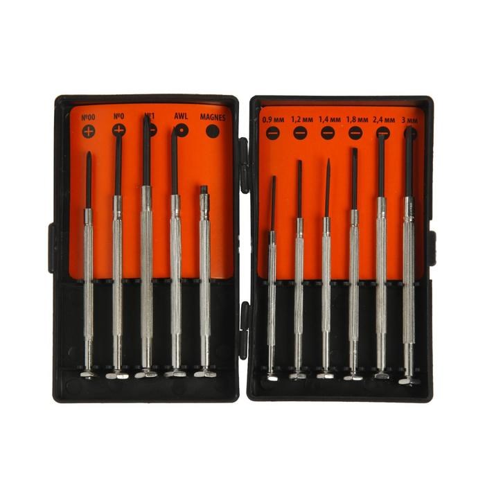 nabor-otvertok-sparta-dlja-tochnyh-rabot-ph00-0-1-sl0.9-3-11-sht.-plastikovyj-kejs-994155-1 Набор отверток Sparta, для точных работ, PH00-0-1, SL0.9-3, 11 шт., пластиковый кейс — изображение 2