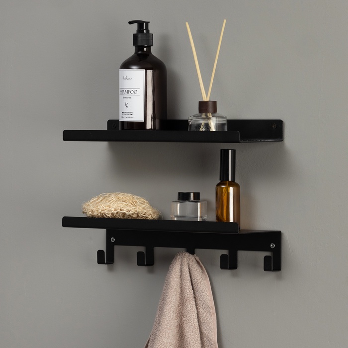 nabor-polok-s-krjuchkami-loft-2-polki-350amp215100amp21535-mm-350amp215100amp21580-mm-cvet-chernyj-9749944-5 Набор полок с крючками ЛОФТ, 2 полки: 350×100×35 мм, 350×100×80 мм, цвет черный — изображение 6