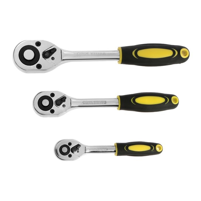 nabor-vorotkov-s-treshhotkoj-tundra-crv-12-38-14ampquot-2k-rukojatka-24-zuba-150-250-mm-9863768-1 Набор воротков с трещоткой ТУНДРА, CrV, 1/2-3/8-1/4", 2К рукоятка, 24 зуба, 150-250 мм — изображение 2