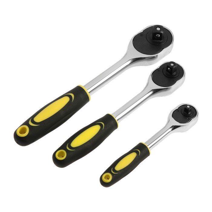 nabor-vorotkov-s-treshhotkoj-tundra-crv-12-38-14ampquot-2k-rukojatka-24-zuba-150-250-mm-9863768-2 Набор воротков с трещоткой ТУНДРА, CrV, 1/2-3/8-1/4", 2К рукоятка, 24 зуба, 150-250 мм — изображение 3