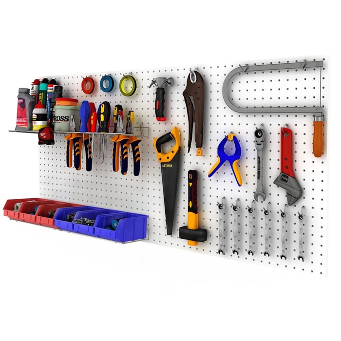 nastennaja-perforirovannaja-panel-odnostoronnjaja-60amp21506amp215180-sm-shag-25-sm-cvet-seryj-4535114-5 Настенная перфорированная панель односторонняя 60×0,6×180 см, шаг 2,5 см, цвет серый — изображение 6