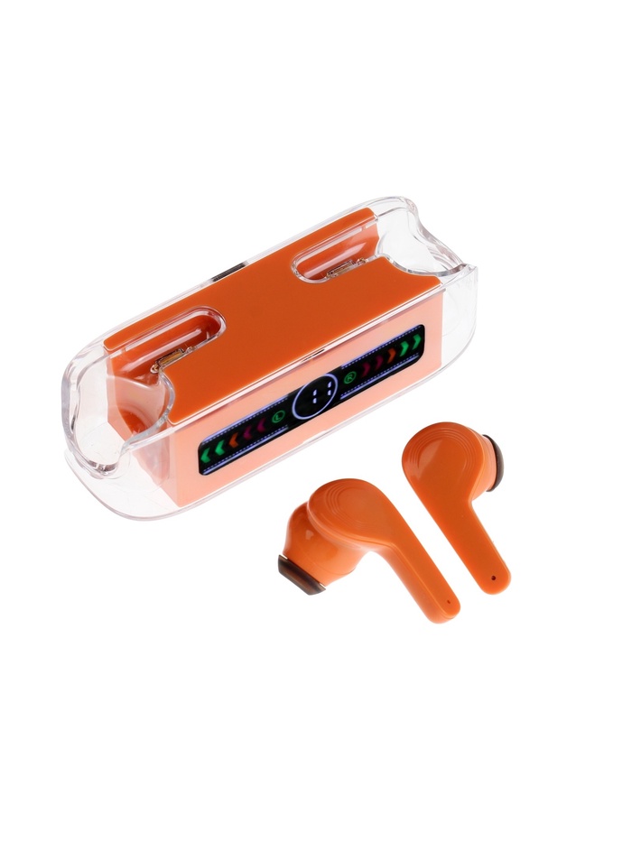naushniki-besprovodnye-km12-tws-vkladyshi-bt-5.0-30200-mach-prozrachnye-oranzhevye-9940118-4 Наушники беспроводные KM12, TWS, вкладыши, BT 5.0, 30/200 мАч, прозрачные, оранжевые — изображение 5