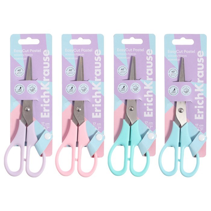 nozhnicy-17-sm-erichkrause-easycut-ampquotpastelampquot-miks-10474296-1 Ножницы 17 см ErichKrause EasyCut "Pastel" микс — изображение 2