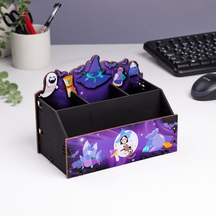 organajzer-dlja-kanceljarii-ampquotvedmochkaampquot-4-otdelenija-21h11h145-9920854-1 Органайзер для канцелярии  "Ведьмочка" 4 отделения 21х11х14,5 — изображение 2