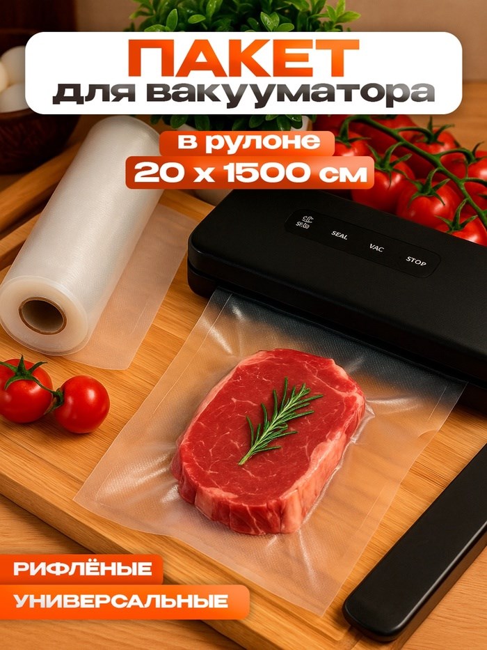 Пакеты для вакууматора Универсальные, В рулоне 20 Х 1500 см