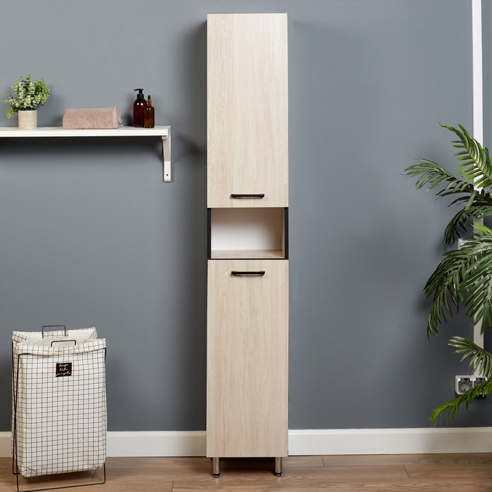 penal-dlja-vannoj-komnaty-ampquotsantana-30ampquot-dub-santana-svetlyj-30-h-1812-h-30-sm-10101835-1 Пенал для ванной комнаты "Сантана 30", Дуб Сантана светлый, 30 х 181,2 х 30 см — изображение 2