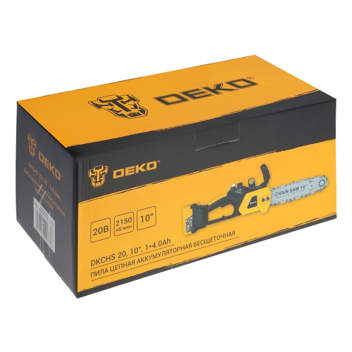 pila-cepnaja-akkumuljatornaja-deko-dkchs-20-besshhetochnaja-20-v-4-ach-10ampquot-25-sm-2150-obmin-10658129-8 Пила цепная аккумуляторная DEKO DKCHS 20, бесщеточная, 20 В, 4 Ач, 10", 25 см, 2150 об/мин — изображение 9