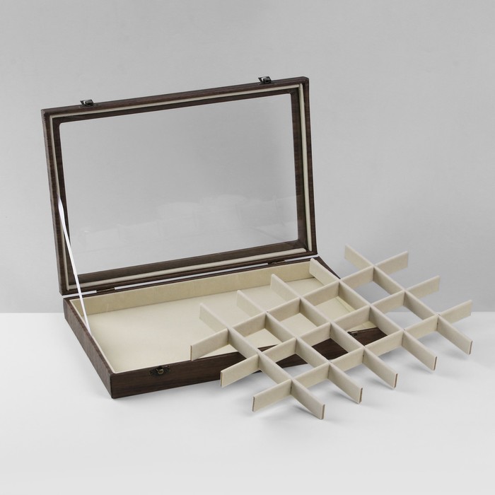 podstavka-dlja-ukrashenij-amp171shkatulka-derevoamp187-24-jachejki-352amp21524amp2155-sm-cvet-bezhevyj-v-dereve-10198442-3 Подставка для украшений «Шкатулка дерево» 24 ячейки, 35,2×24×5 см, цвет бежевый в дереве — изображение 4