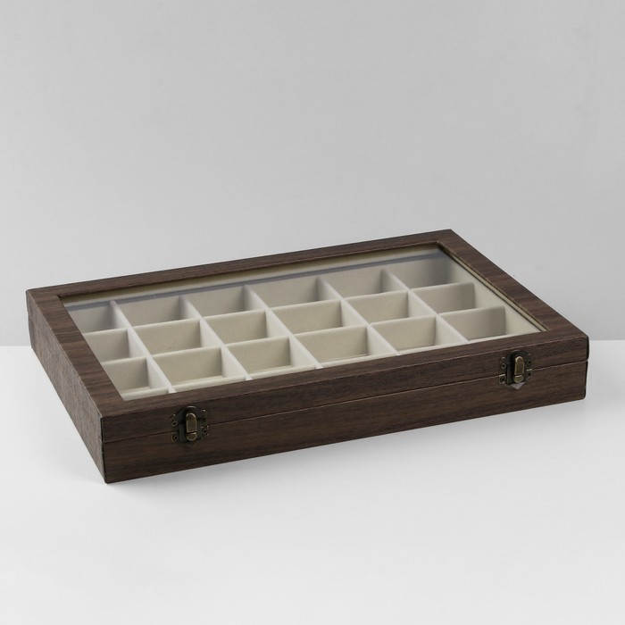 podstavka-dlja-ukrashenij-amp171shkatulka-derevoamp187-24-jachejki-352amp21524amp2155-sm-cvet-bezhevyj-v-dereve-10198442-4 Подставка для украшений «Шкатулка дерево» 24 ячейки, 35,2×24×5 см, цвет бежевый в дереве — изображение 5