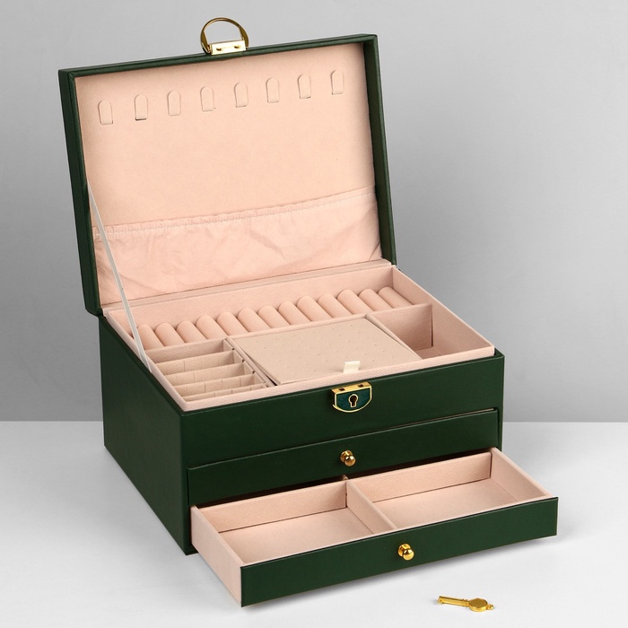 podstavka-dlja-ukrashenij-amp171shkatulkaamp187-3-jarusa-23amp21517amp21513-sm-cvet-zeljonyj-9905761-1 Подставка для украшений «Шкатулка» 3 яруса, 23×17×13 см, цвет зелёный — изображение 2