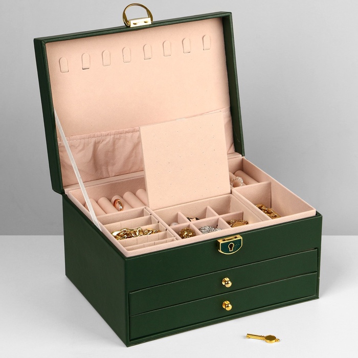 podstavka-dlja-ukrashenij-amp171shkatulkaamp187-3-jarusa-23amp21517amp21513-sm-cvet-zeljonyj-9905761-4 Подставка для украшений «Шкатулка» 3 яруса, 23×17×13 см, цвет зелёный — изображение 5