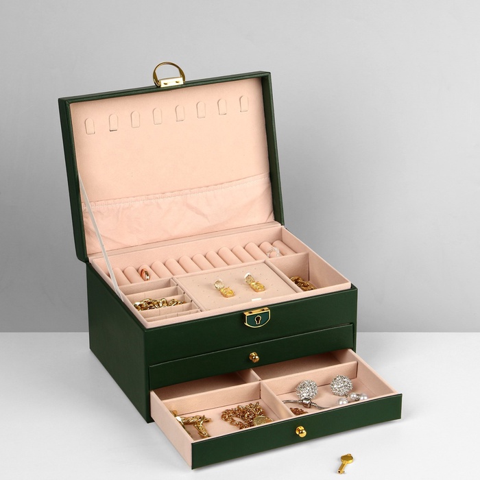 podstavka-dlja-ukrashenij-amp171shkatulkaamp187-3-jarusa-23amp21517amp21513-sm-cvet-zeljonyj-9905761-8 Подставка для украшений «Шкатулка» 3 яруса, 23×17×13 см, цвет зелёный — изображение 9