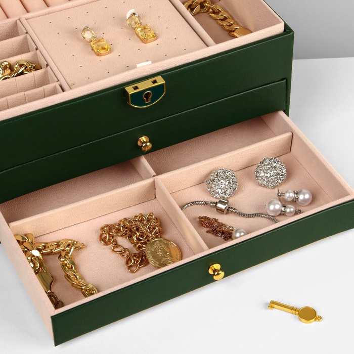 podstavka-dlja-ukrashenij-amp171shkatulkaamp187-3-jarusa-23amp21517amp21513-sm-cvet-zeljonyj-9905761-9 Подставка для украшений «Шкатулка» 3 яруса, 23×17×13 см, цвет зелёный — изображение 10