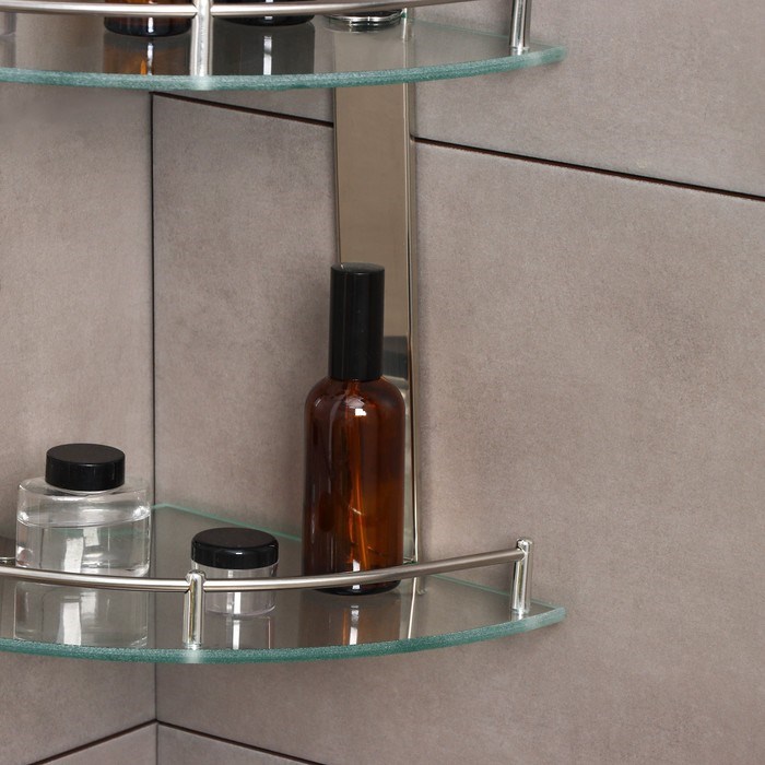 polka-dlja-vannoj-komnaty-2h-jarusnaja-uglovaja-shtolc-stamp246lz-24amp21524amp21528-sm-nerzhavejushhaja-stal-steklo-9562972-4 Полка для ванной комнаты 2х-ярусная угловая Штольц Stölz, 24×24×28 см, нержавеющая сталь, стекло — изображение 5