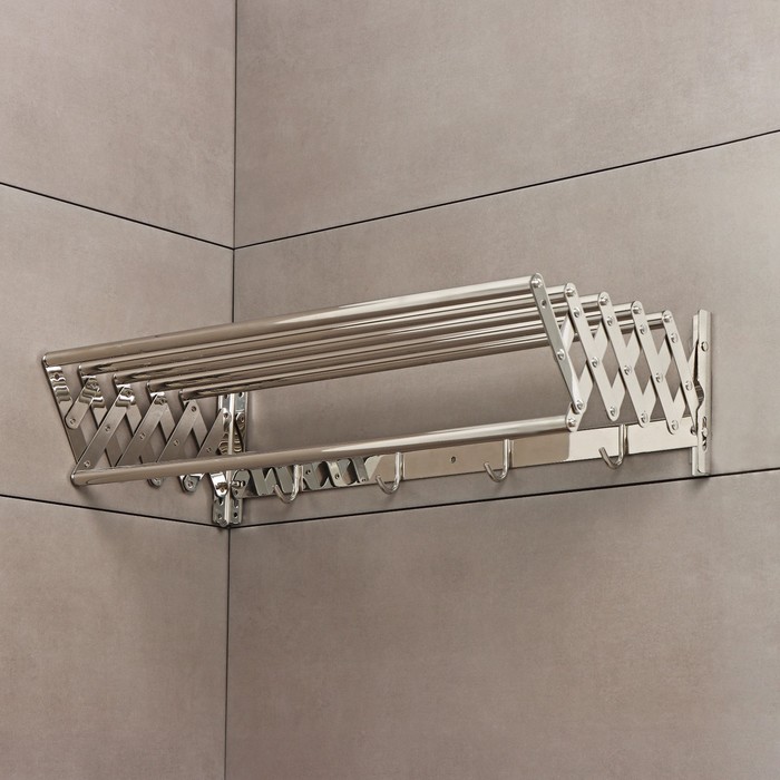 polka-vydvizhnaja-s-derzhatelem-polotenec-4-krjuchka-145amp2151235amp215585-sm-9283883-3 Полка выдвижная с держателем полотенец, 4 крючка 14,5×12(35)×58,5 см — изображение 4