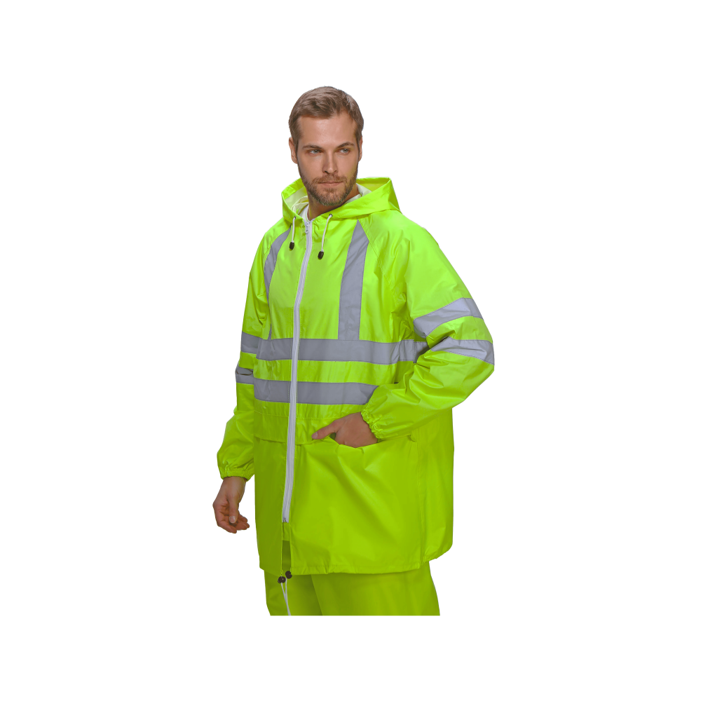 r524-y-1 Костюм влагозащитный сигнальный с СОП и капюшоном, куртка+брюки — изображение 2