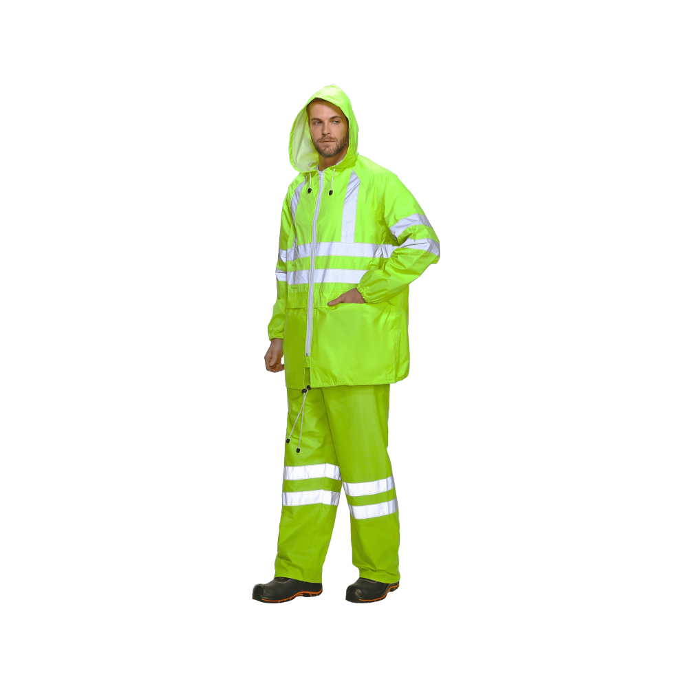 r524-y-3 Костюм влагозащитный сигнальный с СОП и капюшоном, куртка+брюки — изображение 4