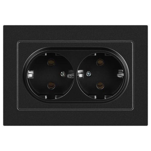 Розетка Accent 6-205-05 2X2P+E Schuko 16А-250В IP20 СУ AL/CU антрацит Intro Б0063494