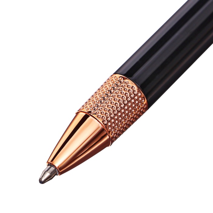 ruchka-podarochnaja-sharikovaja-v-kozhzam-futljare-povorotnaja-stil-korpus-chernyjmed-10562174-2 Ручка подарочная шариковая в кожзам футляре поворотная Стиль корпус черный/медь — изображение 3