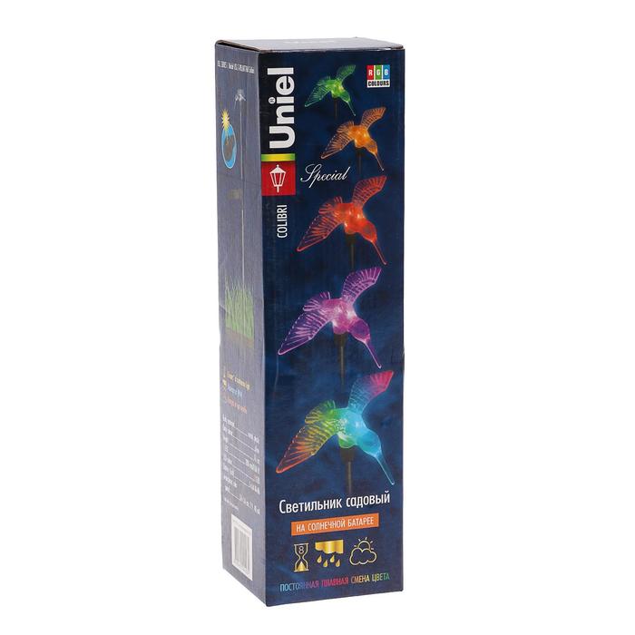 sadovyj-svetilnik-uniel-colibri-na-solnechnoj-bataree-13-amp215-76-amp215-8-sm-svechenie-multi-rgb-3373282-7 Садовый светильник Uniel Colibri на солнечной батарее, 13 × 76 × 8 см, свечение мульти (RGB) — изображение 8