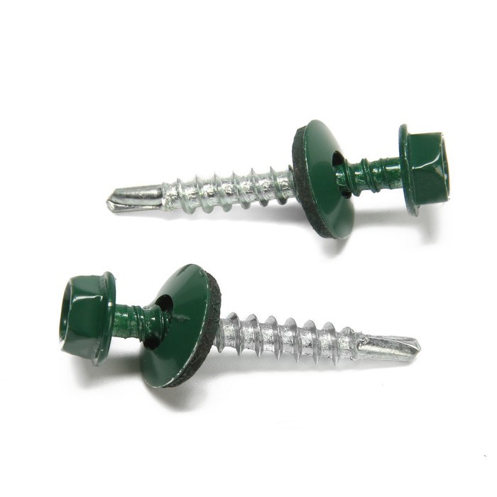 samorezy-krovelnye-48h35-mm-ral6005-cvet-zelenyj-250-sht.-9904720-1 Саморезы кровельные 4,8х35 мм, RAL6005 цвет зеленый, 250 шт. — изображение 2