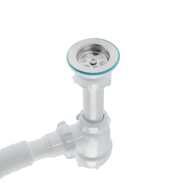 sifon-dlja-rakoviny-aquant-1-12ampquot-h-40-mm-s-metall.-reshetkoj-d70-mm-s-gofroj-40h4050-mm-1262548-1 Сифон для раковины Aquant, 1 1/2" х 40 мм, с металл. решеткой d=70 мм, с гофрой 40х40/50 мм — изображение 2