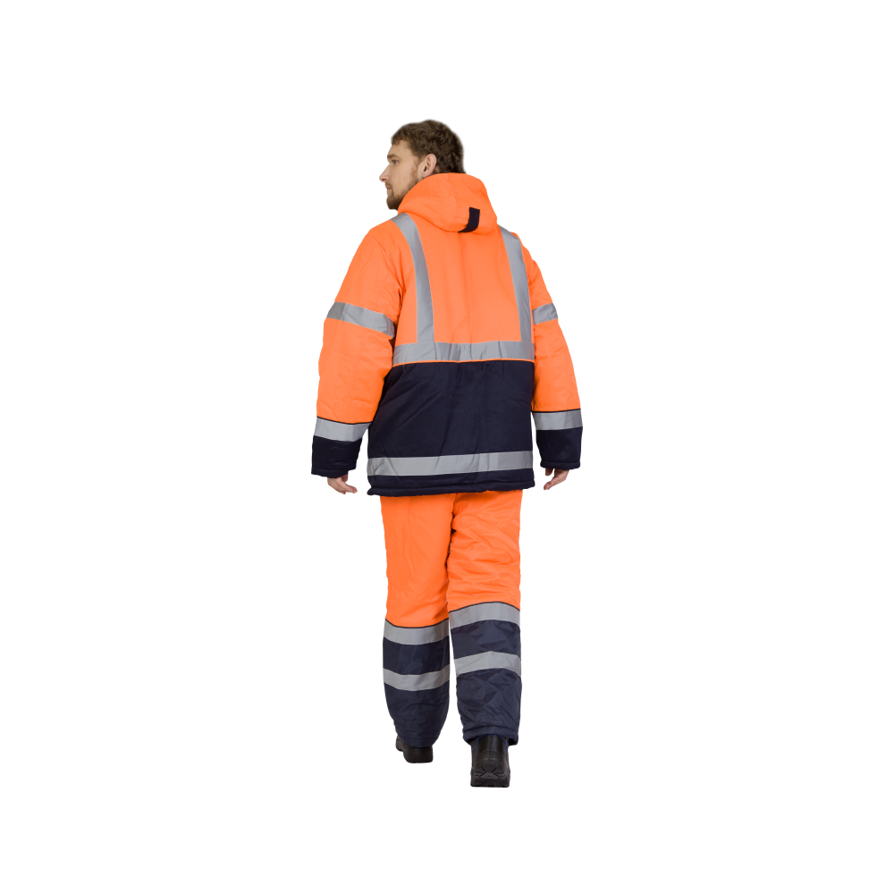 sig202-1 Костюм рабочий Спектр-2 сигнальный утепленный, куртка+полукомбинезон — изображение 2