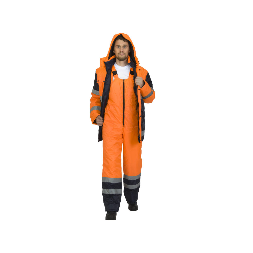 sig202-2 Костюм рабочий Спектр-2 сигнальный утепленный, куртка+полукомбинезон — изображение 3