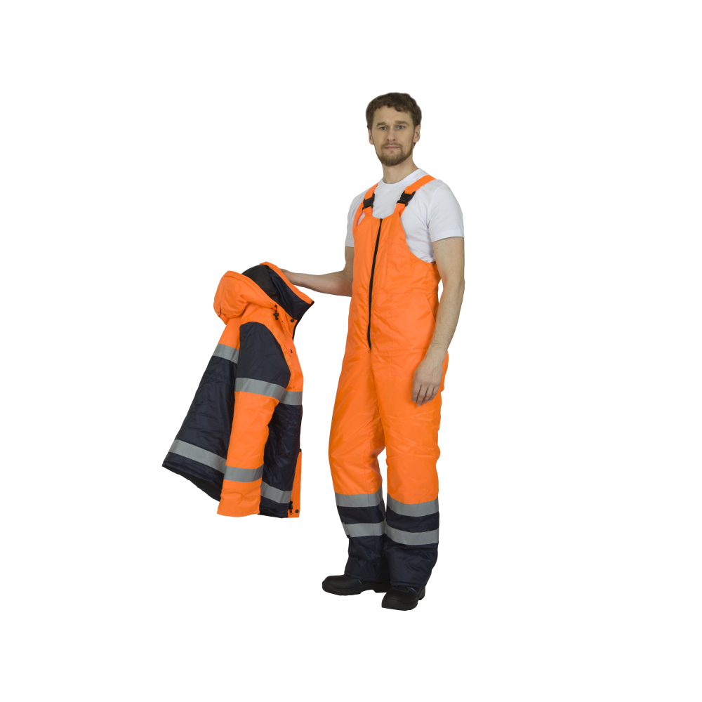 sig202-3 Костюм рабочий Спектр-2 сигнальный утепленный, куртка+полукомбинезон — изображение 4