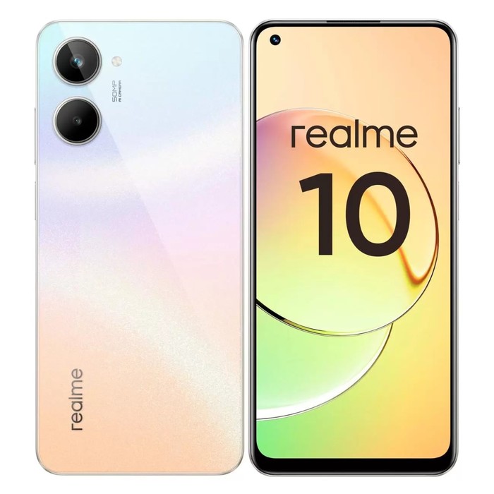 Смартфон Realme 10, 6.4&quot;, SAmoled, 2 sim, 8 Гб, 128 Гб, 50 Мп, 16 Мп, 5000 мАч, белый