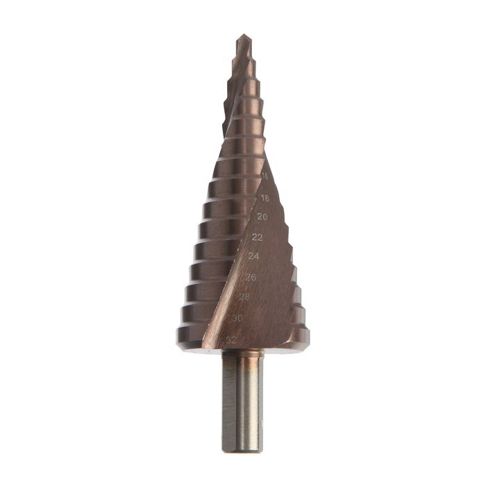 sverlo-stupenchatoe-tundra-profi-hss-co-spiralnyj-profil-trehgrannyj-hvostovik-4-32-mm-7546785-2 Сверло ступенчатое ТУНДРА ПРОФИ, HSS-Co, спиральный профиль, трехгранный хвостовик, 4-32 мм — изображение 3