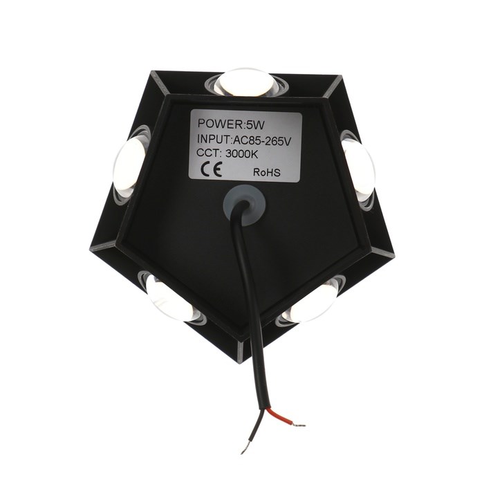 svetilnik-fasadnyj-amp171iskraamp187-fsd-052-5-vt-3000k-5-luchej-ip65-220-v-plastik-chernyj-10084262-7 Светильник фасадный «Искра», FSD-052, 5 Вт, 3000К, 5 лучей, IP65, 220 В, пластик, черный — изображение 8