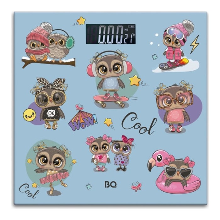 vesy-napolnye-bq-bs1017-jelektronnye-do-150-kg-kartinka-ampquotsovyampquot-10472504-1 Весы напольные BQ-BS1017, электронные, до 150 кг, картинка "совы" — изображение 2