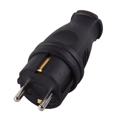 Вилка прямая с/з, каучук Вихрь IP44 16А 250В