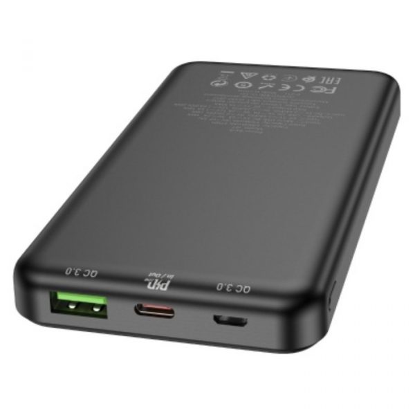 Внешний аккумулятор Hoco J87, 10000 мАч, 1 USB, 1 Type-C, 3 А, дисплей, чёрный — изображение 4