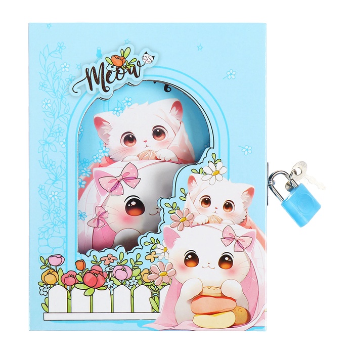 zapisnaja-knizhka-podarochnaja-45-listov-linija-na-zamke-kotiki-163h127sm-10549462-5 Записная книжка подарочная, 45 листов, линия, на замке  Котики (16,3х12,7см) — изображение 6